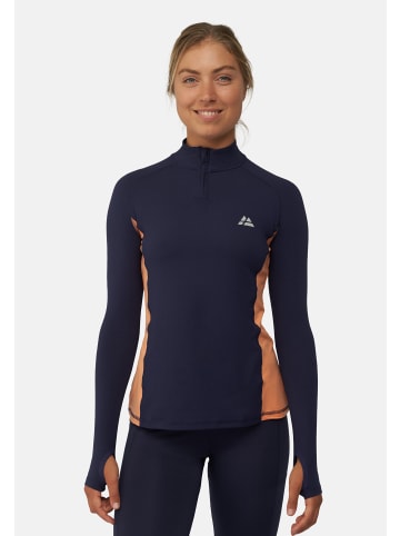 DANISH ENDURANCE Langarmshirt Half Zip in navy/peach