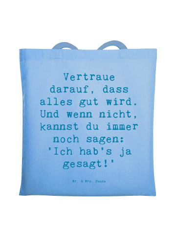 Mr. & Mrs. Panda Tote Bag Spruch Schutz & Vertrauen mit Spruch in Sky Blue