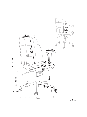 Beliani Bürostuhl CARLTON in Weiß/Grün - (W) 60 x (H) 87 x (L) 60 cm