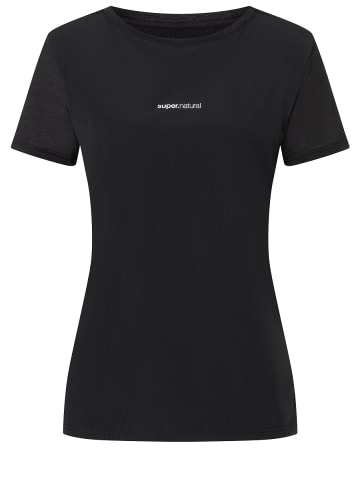 super.natural Merino T-Shirt mit Softshell in schwarz