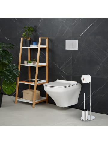 relaxdays WC Garnitur in Silber - (B)23 x (H)63 x (T)17 cm