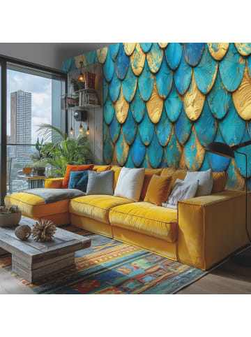 A.S. Création Wandbild Golden Scales in Türkisblau