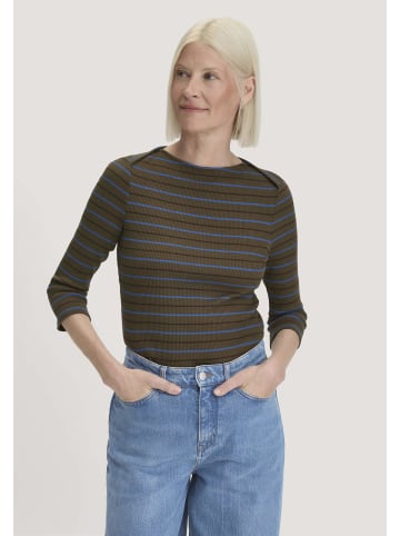 Hessnatur Hessnatur Slubrib Streifen Longsleeve Slim aus Bio-Baumwolle in vintage oliv