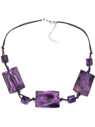 Gallay Kette 3x 35x25mm-Viereck gewellt lila-marmoriert 45cm in flieder - violett