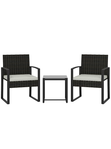 Outsunny Rattan Bistroset,55cm x 58cm x 76cm,weiß