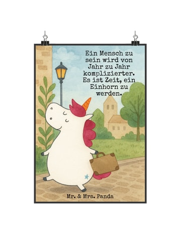 Mr. & Mrs. Panda Poster Einhorn Koffer Design mit Spruch in Weiß