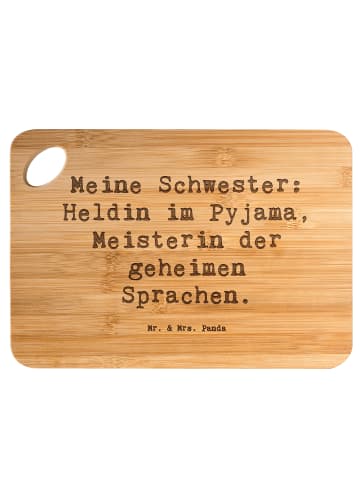 Mr. & Mrs. Panda Hackbrett Spruch Schwester Heldin mit Spruch in Braun