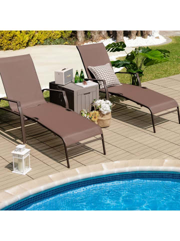 COSTWAY 2er Set Sonnenliege 92 x 52 x 36 cm in Braun