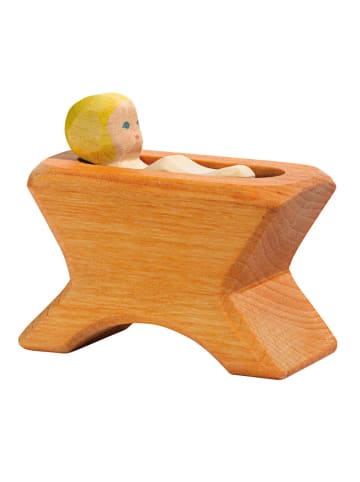 Ostheimer Krippe mit Kind, 2 tlg Holz in natur