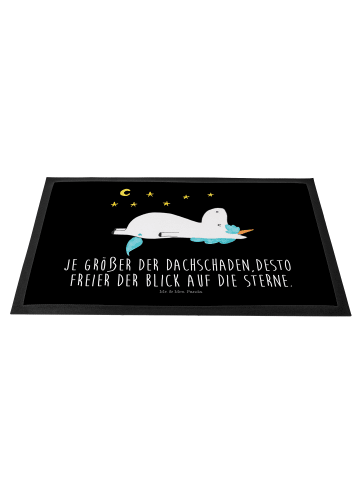 Mr. & Mrs. Panda Fußmatte außen Einhorn Sternenhimmel mit Spruch in Schwarz