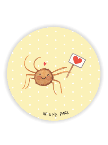 Mr. & Mrs. Panda Rund Magnet Spinne Agathe Motivation ohne Spruch in Gelb Pastell