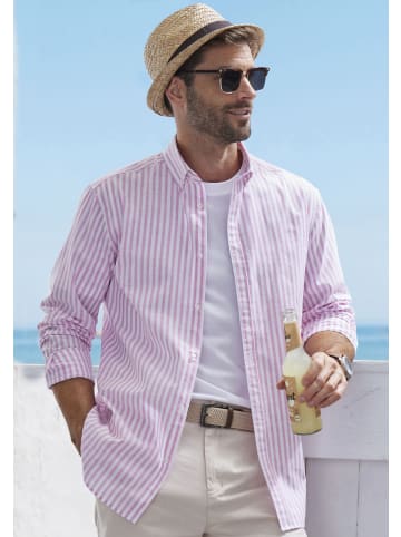 John Devin Langarmhemd in rosa-gestreift