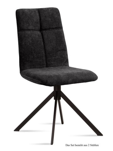 58 aufm Kessel ESSZIMMERSTUHL (2er-Set) Drona 47x92x60 Schwarz/Anthrazit