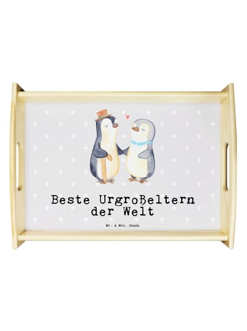 Mr. & Mrs. Panda Servier Tablett Pinguin Beste Urgroßeltern der ... in Grau Pastell