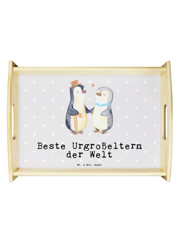 Mr. & Mrs. Panda Serviertablett Pinguin Beste Urgroßeltern der W... in Grau Pastell