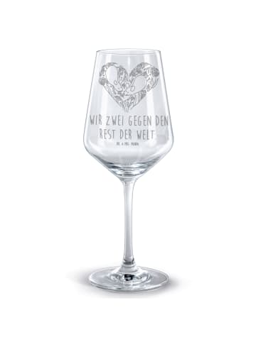 Mr. & Mrs. Panda Glas mit Gravur Mäuse Herz mit Spruch in Transparent