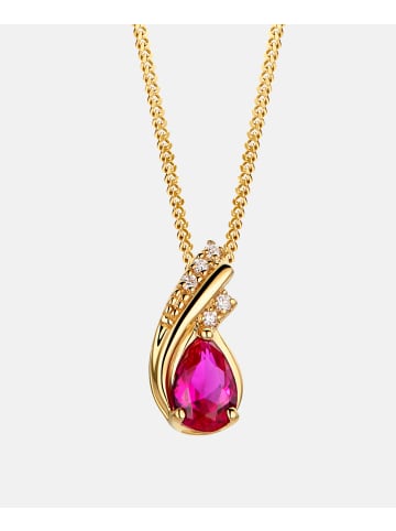 Diamant L'éternel Halskette mit Anhänger aus 585 Gelbgold mit 0.45 Karat Diamant mit Rubin