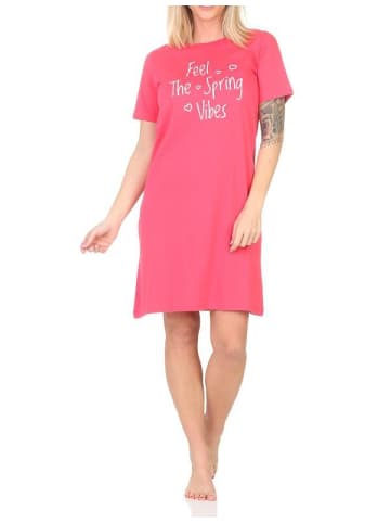 NORMANN Kurzarm Nachthemd Frontprint - 85638 in pink