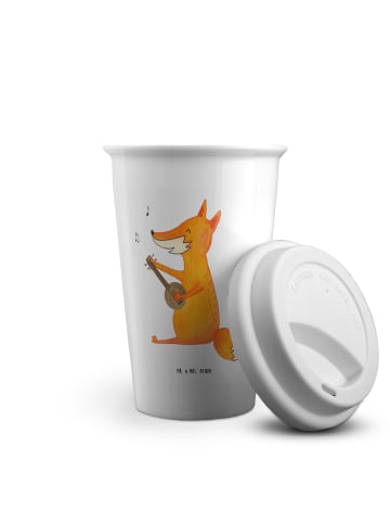 Mr. & Mrs. Panda Thermobecher Fuchs Gitarre ohne Spruch in Weiß