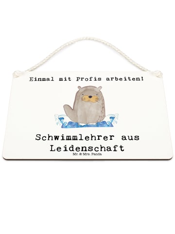 Mr. & Mrs. Panda Deko Schild Schwimmlehrer Leidenschaft mit Spruch in Weiß