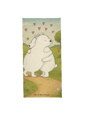Mr. & Mrs. Panda Duschtuch Eisbär Umarmen Design ohne Spruch in Gelb Pastell
