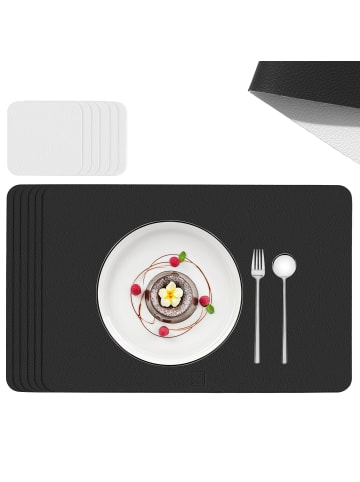 Sänger TISCHSET - Kunstleder, Doppelseitig - Schwarz/Weiß - 44,5x30cm - 12 Stück