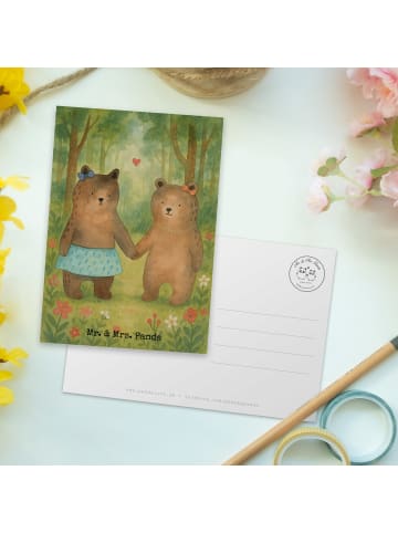Mr. & Mrs. Panda Postkarte Bär Freundin Design ohne Spruch in Weiß