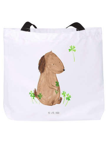 Mr. & Mrs. Panda Shopper Tasche Hund Kleeblatt ohne Spruch in Weiß