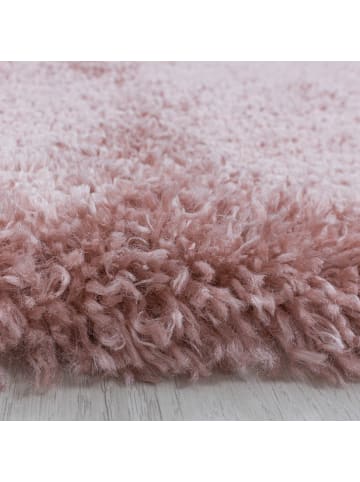 KADIMA DESIGN Teppich Hochflor Shaggy Uni Style Polypropylen Wohnzimmer in Rosa