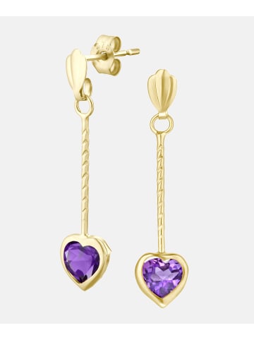 Vanlere Ohrhänger aus 375 Gelbgold mit Amethyst Herz-Design