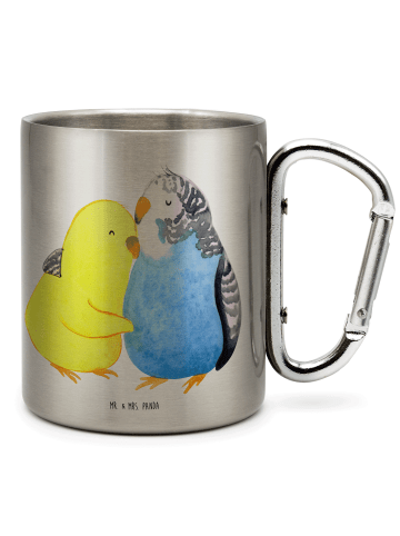 Mr. & Mrs. Panda Isolierbecher Edelstahl Wellensittich Liebe ohn... in Silber