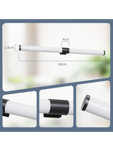 ZMH Spiegelleuchte in schwarz 8W Badezimmerlampe 4000K Neutralweiß L 60CM