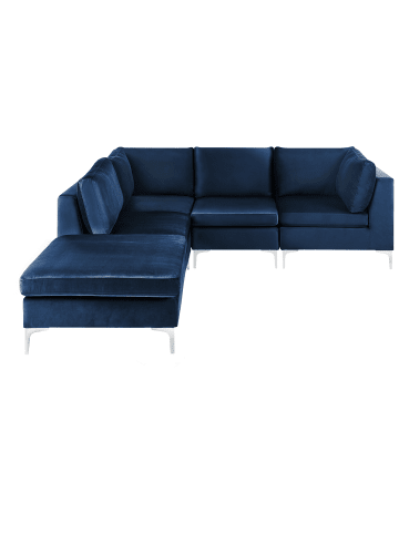 Beliani 5-tlg Modulsofa EVJA in Blau rechtsseitig