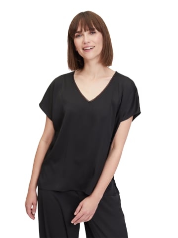 Vera Mont Satin-Bluse mit V-Ausschnitt in Schwarz