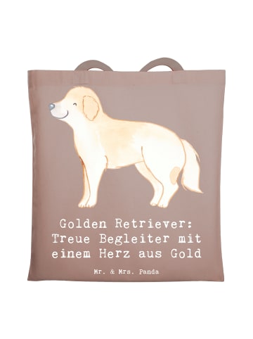 Mr. & Mrs. Panda Uni Tasche Golden Retriever Freund mit Spruch in Braun Pastell