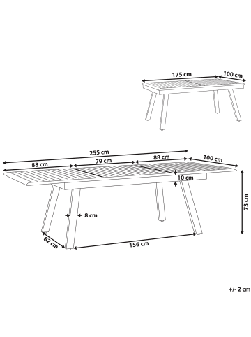 Beliani Esstisch PERETA in Grau/Weiß - (W) 100 x (H) 73 x (L) 175 cm