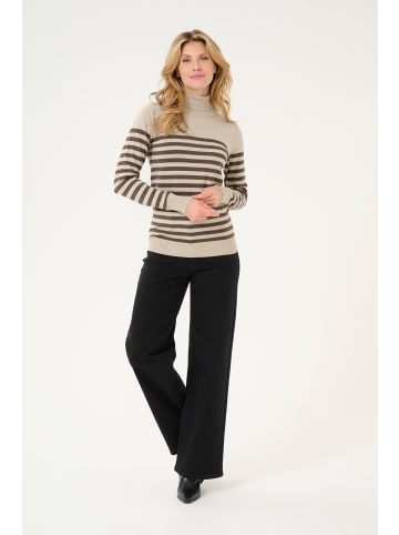 Kaffe Strickpullover KAlizza in Feather Gray/ Brown Stripe