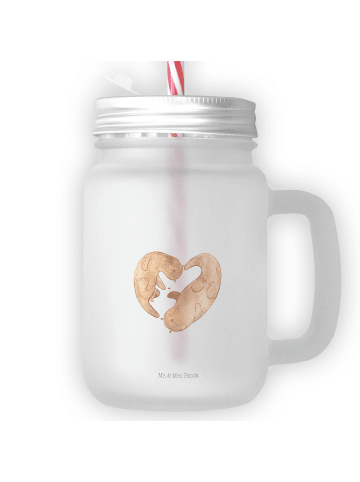 Mr. & Mrs. Panda Eiskaffee-Glas Otter Herz ohne Spruch in Transparent