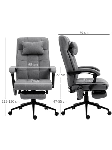 Vinsetto Bürostuhl-66L x 76B x 116-124H cm-Grau