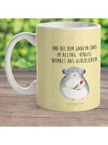 Mr. & Mrs. Panda Kindertasse Chinchilla Blume mit Spruch in Gelb Pastell