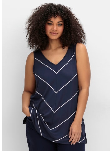 sheego Tanktop in tiefblau-gestreift