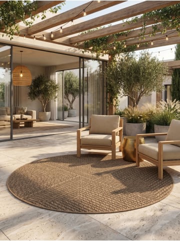 KADIMA DESIGN Flachgewebeteppich Jute-Optik Natur Bordüre Waschbar