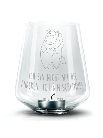 Mr. & Mrs. Panda Kerzenständer Einhorn Herz mit Spruch in Transparent