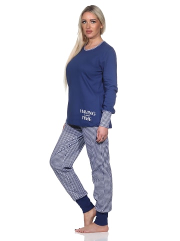 NORMANN Schlafanzug Bündchen Kuschel interlock - 81886 in marine