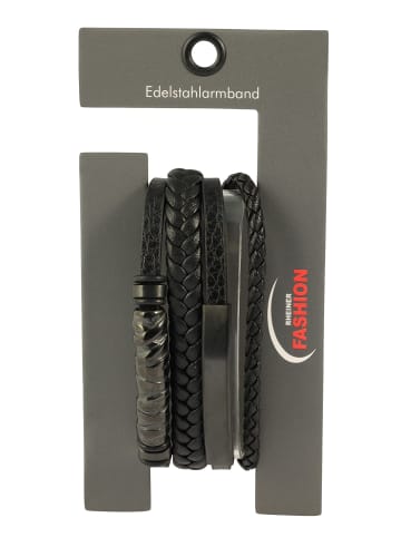 Adeliás Herren Armband – Lederarmband aus Leder 19 cm in schwarz