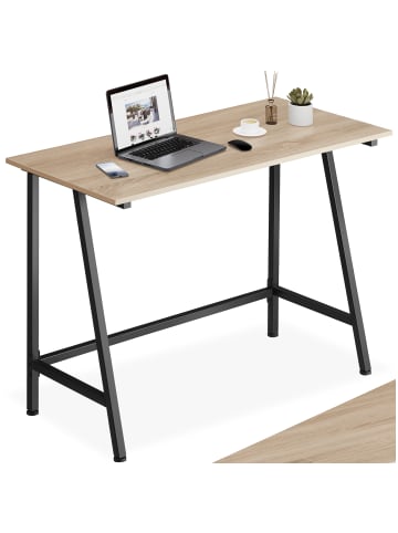 tectake Schreibtisch Newton 100 x 50 x 77 cm, Industrial Holz hell, Eiche Sonoma