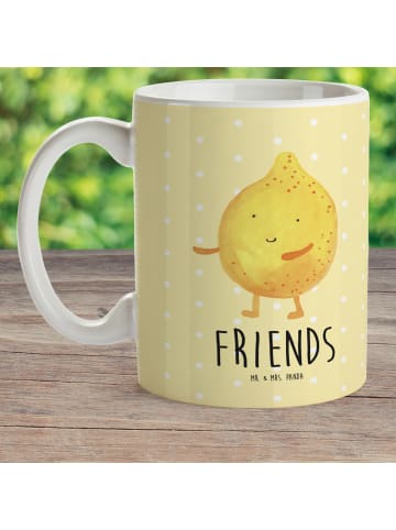 Mr. & Mrs. Panda Haferl Beste Freunde Zitrone mit Spruch in Gelb Pastell