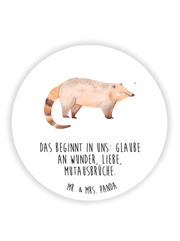 Mr. & Mrs. Panda Rund Magnet Nasenbär mit Spruch in Weiß