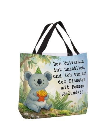 Mr. & Mrs. Panda Tote Bag Koala Pommes Design mit Spruch in Weiß