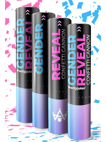 Partyjoker Gender Reveal Konfetti Kanone - 2 Rosa & 2 Blau - Biologisch